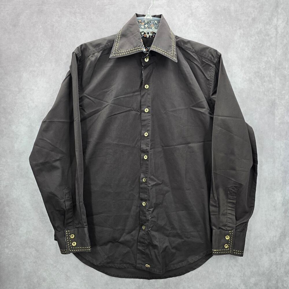 Billionaire Mafia Brown Floral‎ Mens Button Down Party Long Sleeve Dress Shirt L